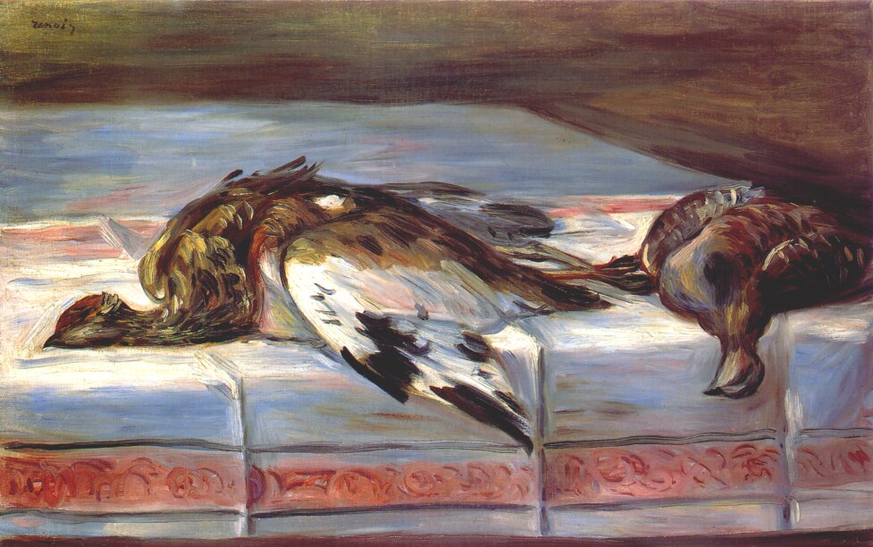 Still life with pheasant and partridge - Pierre-Auguste Renoir painting on canvas